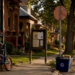 Quiet Kansas City neighborhood street with safety features