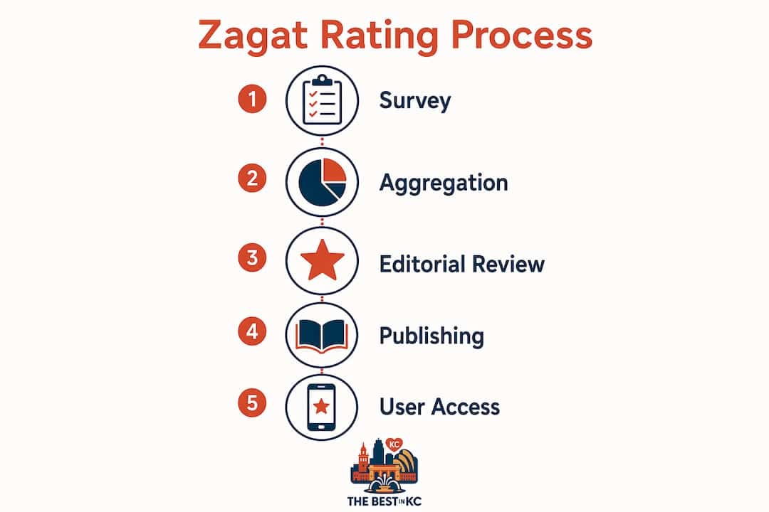 Infographic illustrating Zagat rating process steps