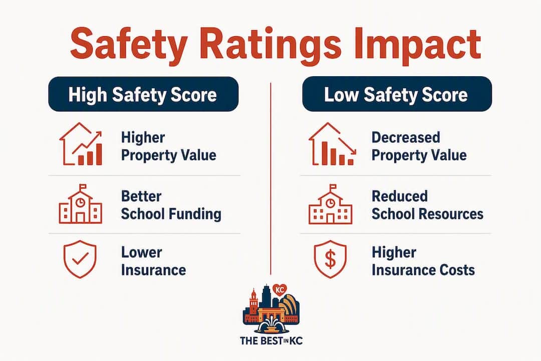 Infographic comparing effects of high and low safety ratings