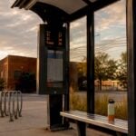Bus stop shelter with countdown display