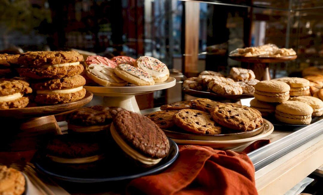 Assorted cookies in a Kansas City bakery case