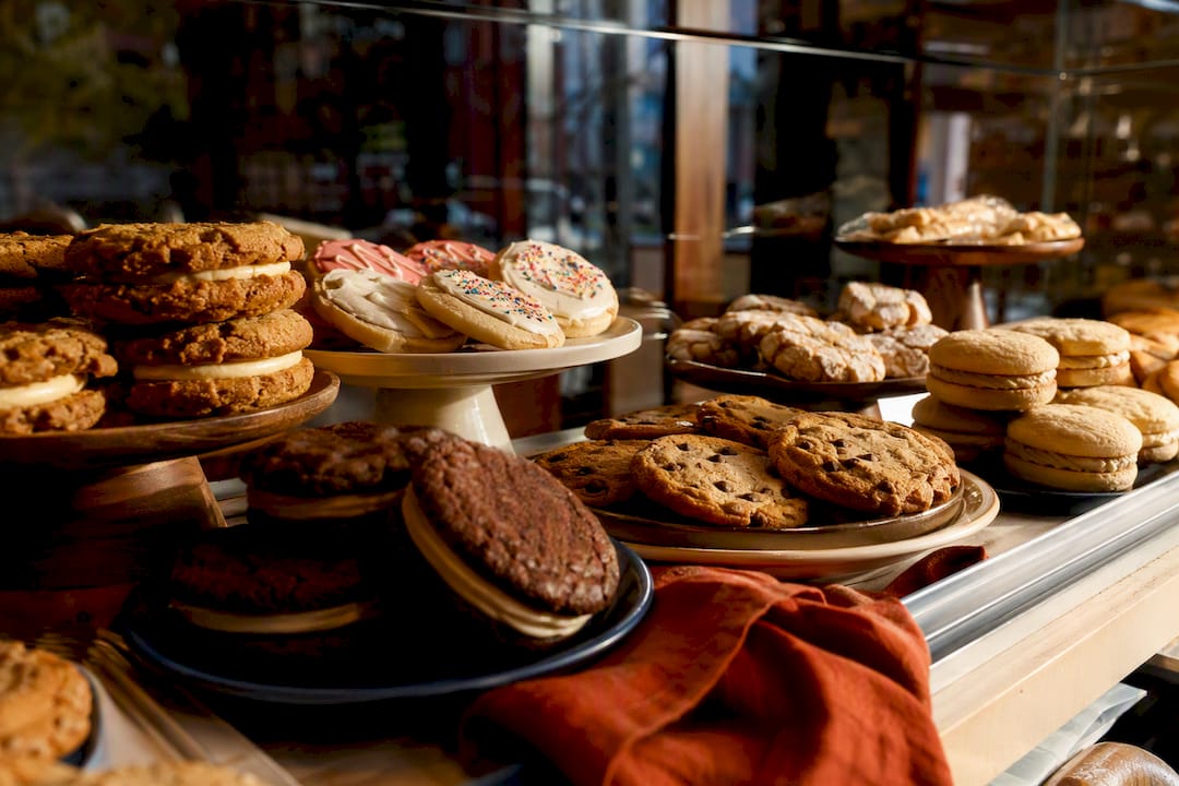 Assorted cookies in a Kansas City bakery case