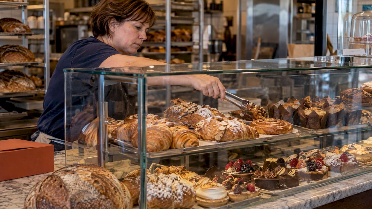Seasonal pastries in McLain's Market case